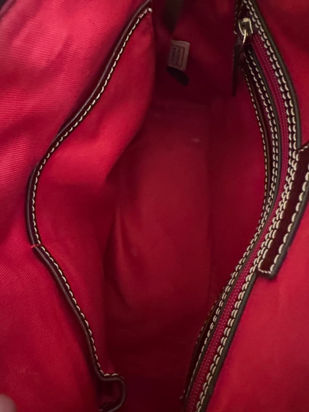 Dooney & Bourke Pink Plaid Satchel with Burgundy Trim - Picture 6 of 7